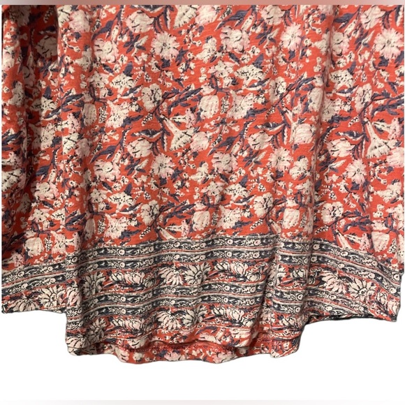 Lucky Brand Mixed Media Flutter Sleeve Floral Lightweight Color:Orange Size:M - Picture 7 of 10